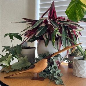 Mid Century Modern Vintage Wooden Hand Carved Crane